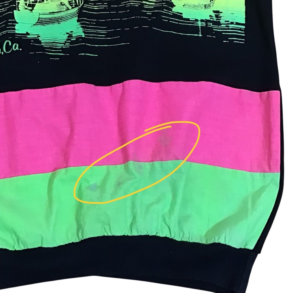 Vintage 80s Diport USA Sweatshirt Womens L Neon Puff Paint Newport Beach Coastal - Picture 12 of 14